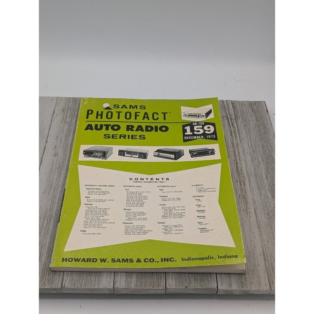 Original Sams PhotoFact Auto Radio Series Book AR-159 December 1973